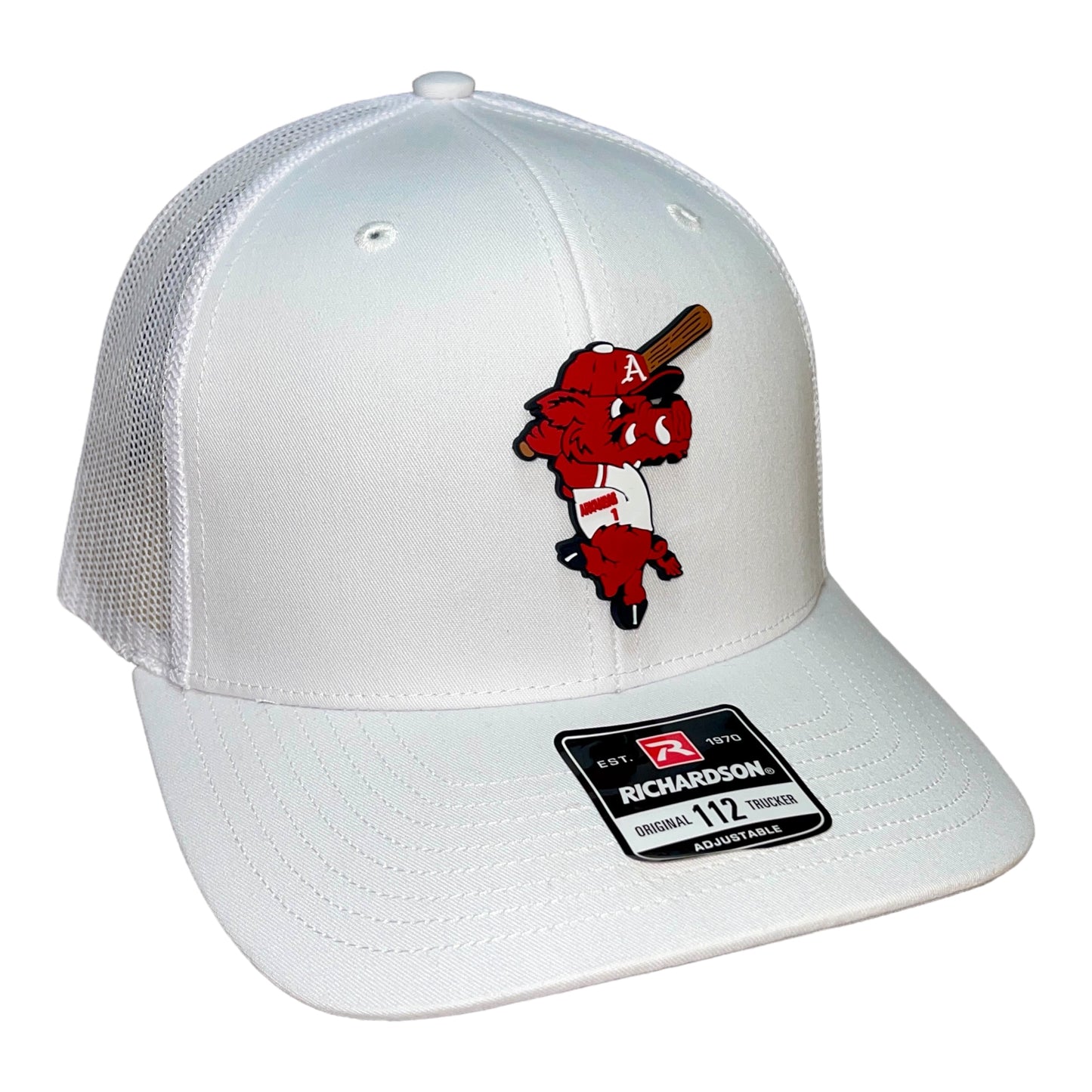 Arkansas Razorbacks Baseball Ribby 3D Snapback Trucker Hat- White