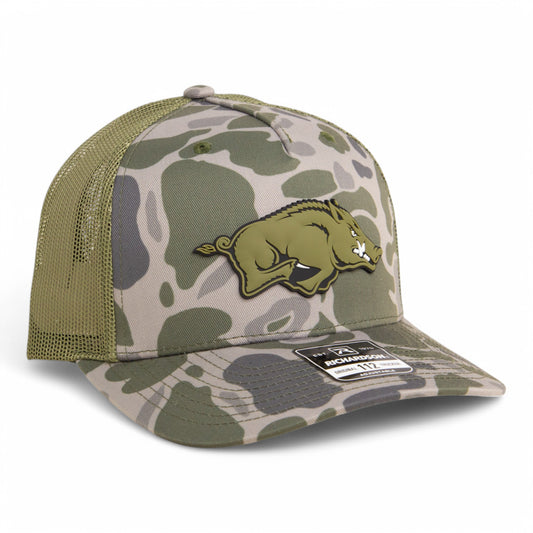 Arkansas Razorbacks Loden Edition 3D Snapback Trucker Hat- Marsh Duck Camo/ Loden