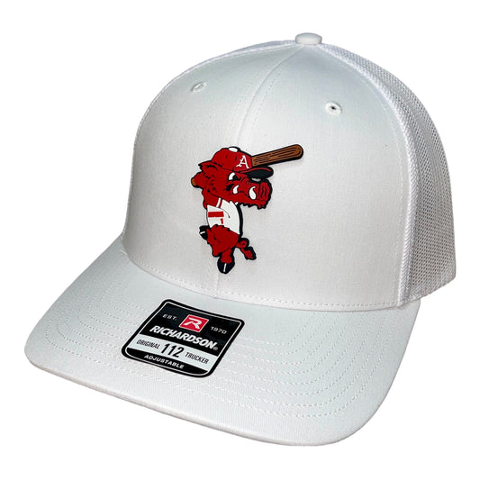 Arkansas Razorbacks Baseball Ribby 3D Snapback Trucker Hat- White