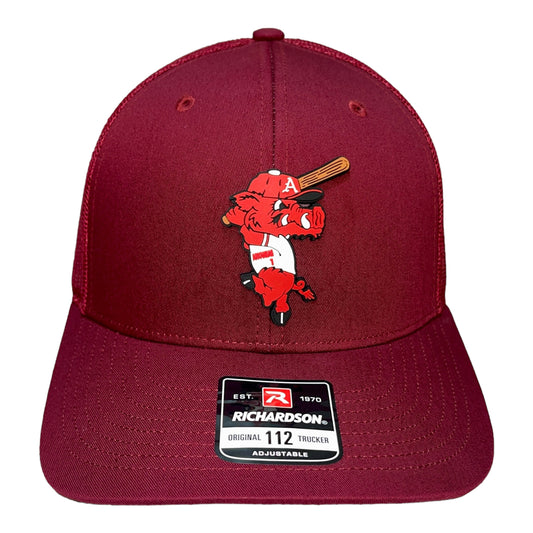 Arkansas Razorbacks Baseball Ribby at Bat 3D Snapback Trucker Hat- Cardinal