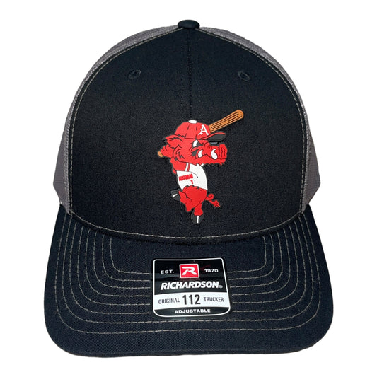 Arkansas Razorbacks Baseball Ribby 3D Snapback Trucker Hat- Black/ Charcoal