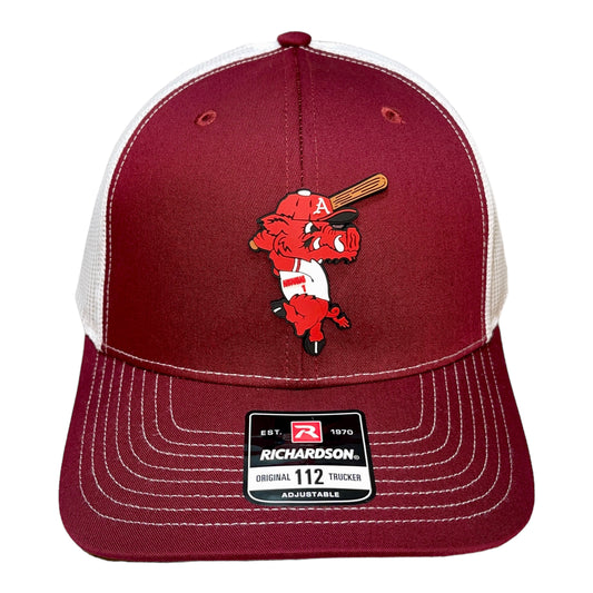 Arkansas Razorbacks Baseball Ribby 3D Snapback Trucker Hat- Cardinal/ White