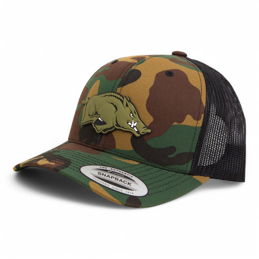 Arkansas Razorbacks Loden Edition 3D YP Snapback Trucker Hat- Army Camo/ Black