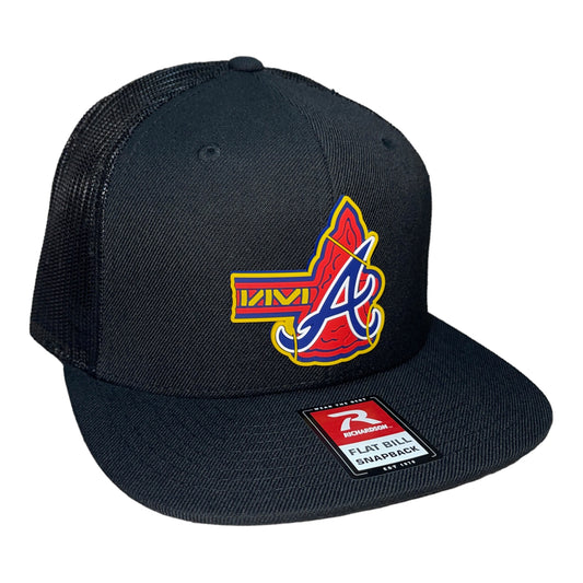 Atlanta Braves Tomahawk 3D Wool Blend Flat Bill Hat- Black