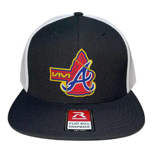 Atlanta Braves Tomahawk 3D Wool Blend Flat Bill Hat- Black/ White