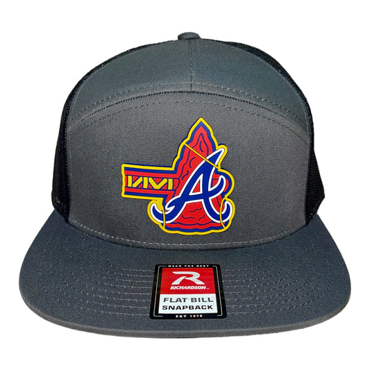 Atlanta Braves Tomahawk 3D Snapback Seven-Panel Flat Bill Trucker Hat- Charcoal/ Black