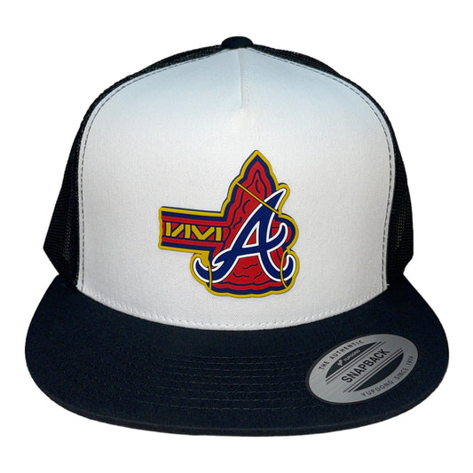 Atlanta Braves Tomahawk 3D YP Snapback Flat Bill Trucker Hat- White/ Black