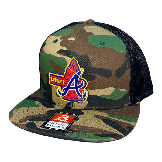 Atlanta Braves Tomahawk 3D Wool Blend Flat Bill Hat- Army Camo/ Black