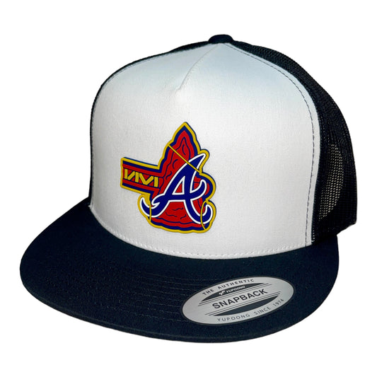 Atlanta Braves Tomahawk 3D YP Snapback Flat Bill Trucker Hat- White/ Black