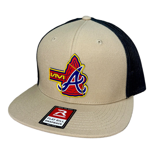 Atlanta Braves Tomahawk 3D Wool Blend Flat Bill Hat- Tan/ Black