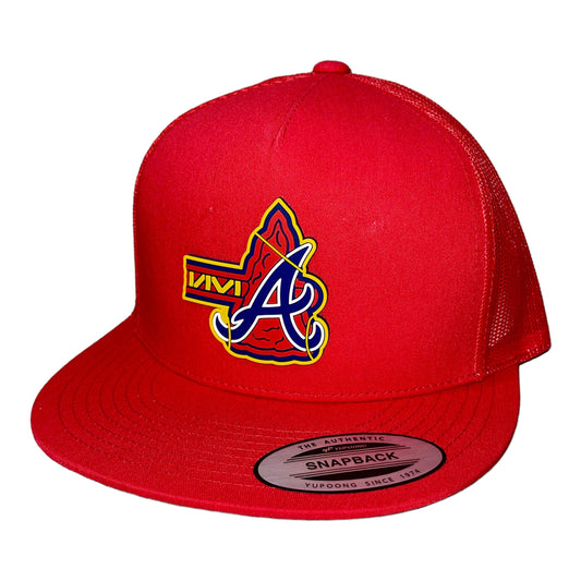 Atlanta Braves Tomahawk 3D YP Snapback Flat Bill Trucker Hat- Red