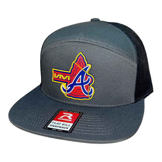 Atlanta Braves Tomahawk 3D Snapback Seven-Panel Flat Bill Trucker Hat- Charcoal/ Black