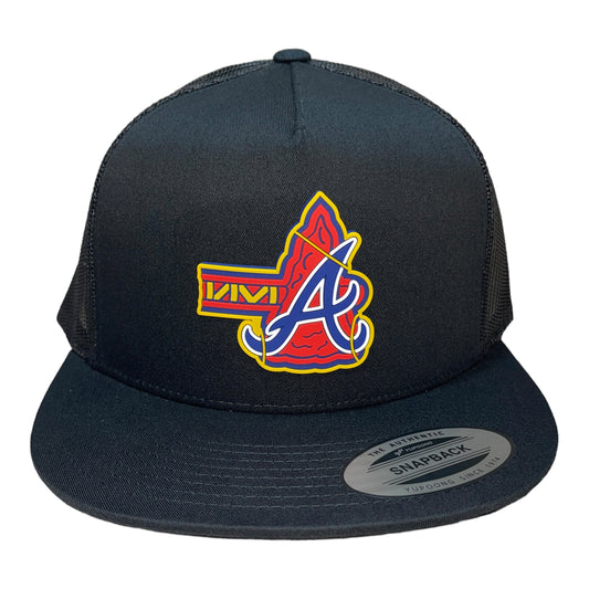 Atlanta Braves Tomahawk 3D YP Snapback Flat Bill Trucker Hat- Black