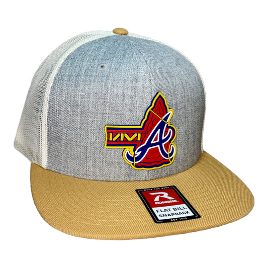 Atlanta Braves Tomahawk 3D Wool Blend Flat Bill Hat- Heather Grey/ Birch/ Biscuit