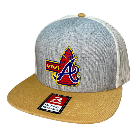 Atlanta Braves Tomahawk 3D Wool Blend Flat Bill Hat- Heather Grey/ Birch/ Biscuit