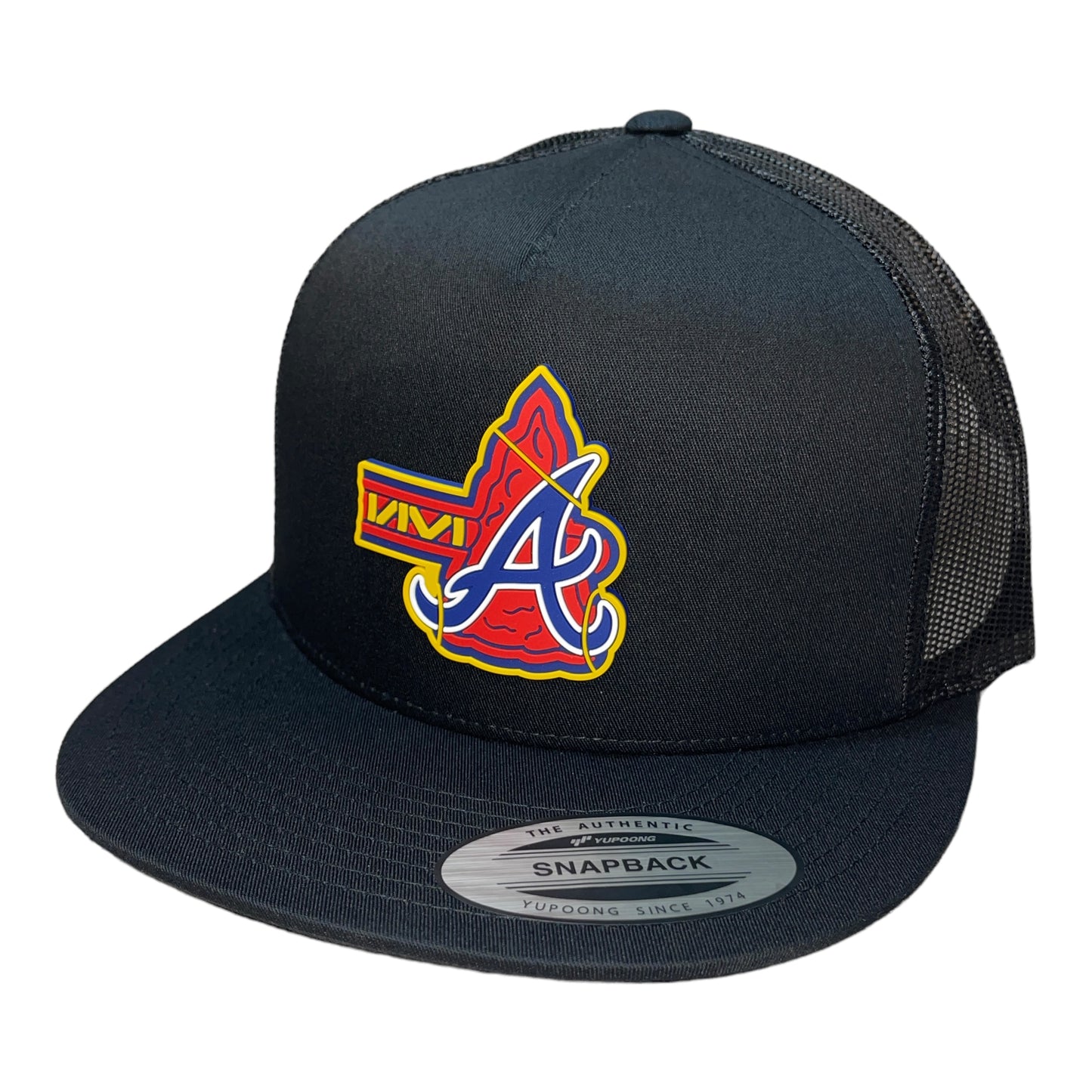 Atlanta Braves Tomahawk 3D YP Snapback Flat Bill Trucker Hat- Black