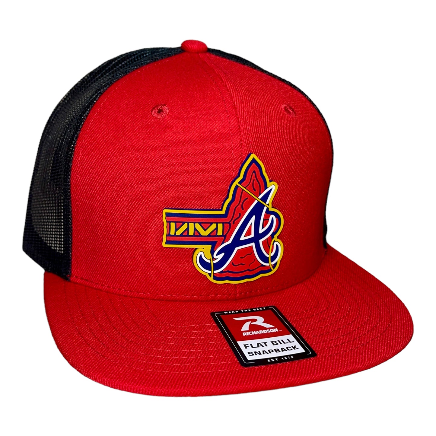 Atlanta Braves Tomahawk 3D Wool Blend Flat Bill Hat- Red/ Black