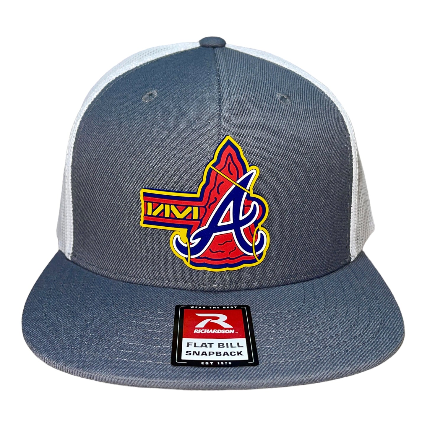 Atlanta Braves Tomahawk 3D Wool Blend Flat Bill Hat- Charcoal/ White