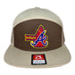 Atlanta Braves Tomahawk 3D Snapback Seven-Panel Flat Bill Trucker Hat- Brown/ Tan