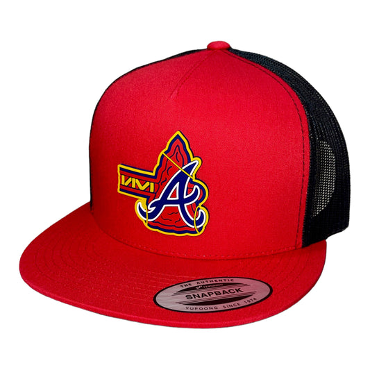 Atlanta Braves Tomahawk 3D YP Snapback Flat Bill Trucker Hat- Red/ Black