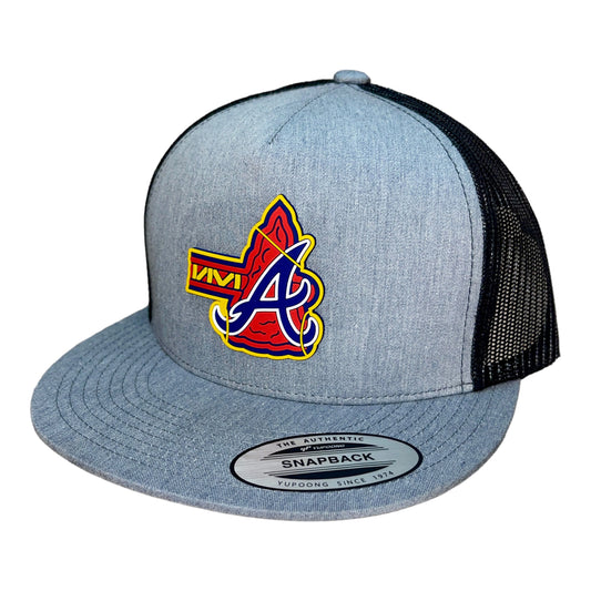 Atlanta Braves Tomahawk 3D YP Snapback Flat Bill Trucker Hat- Heather Grey/ Black