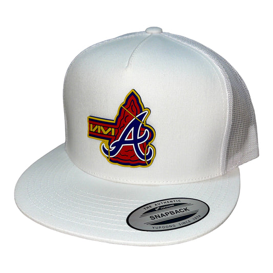 Atlanta Braves Tomahawk 3D YP Snapback Flat Bill Trucker Hat- White