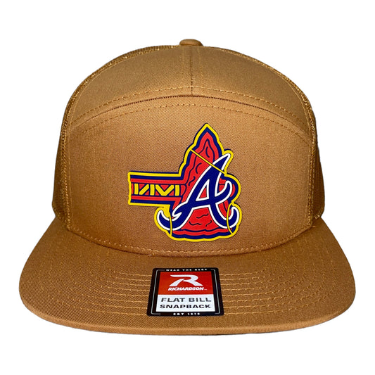 Atlanta Braves Tomahawk 3D Snapback Seven-Panel Flat Bill Trucker Hat- Caramel