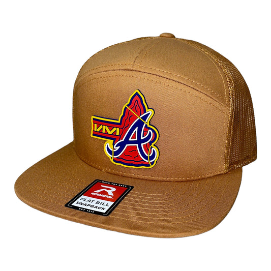 Atlanta Braves Tomahawk 3D Snapback Seven-Panel Flat Bill Trucker Hat- Caramel