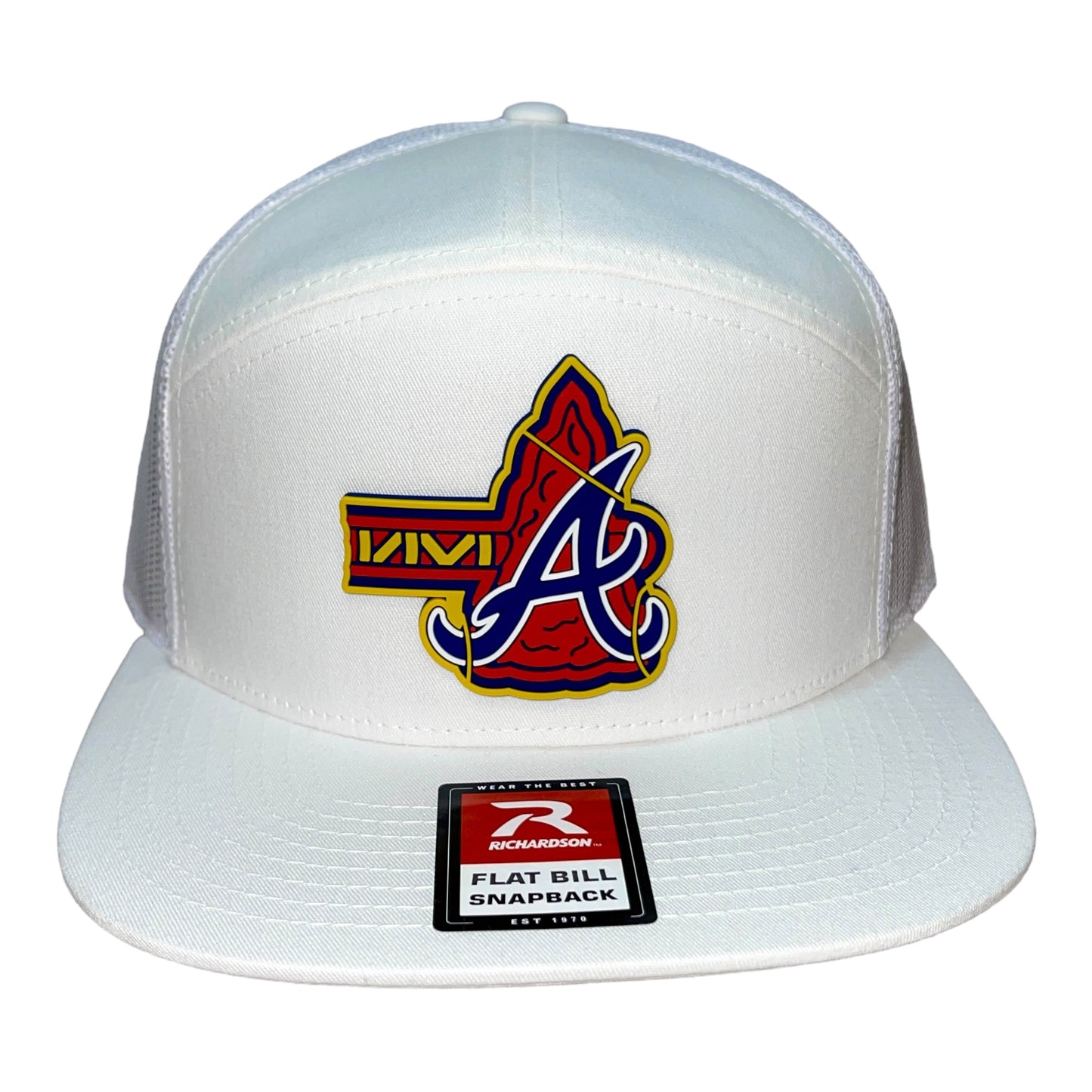 Atlanta Braves Tomahawk 3D Snapback Seven-Panel Flat Bill Trucker Hat- White