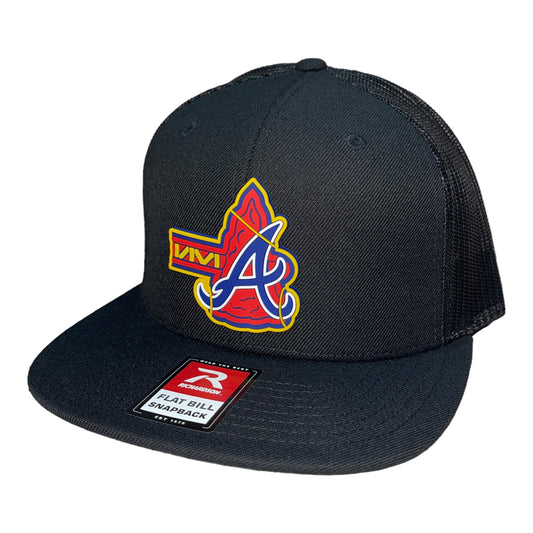 Atlanta Braves Tomahawk 3D Wool Blend Flat Bill Hat- Black