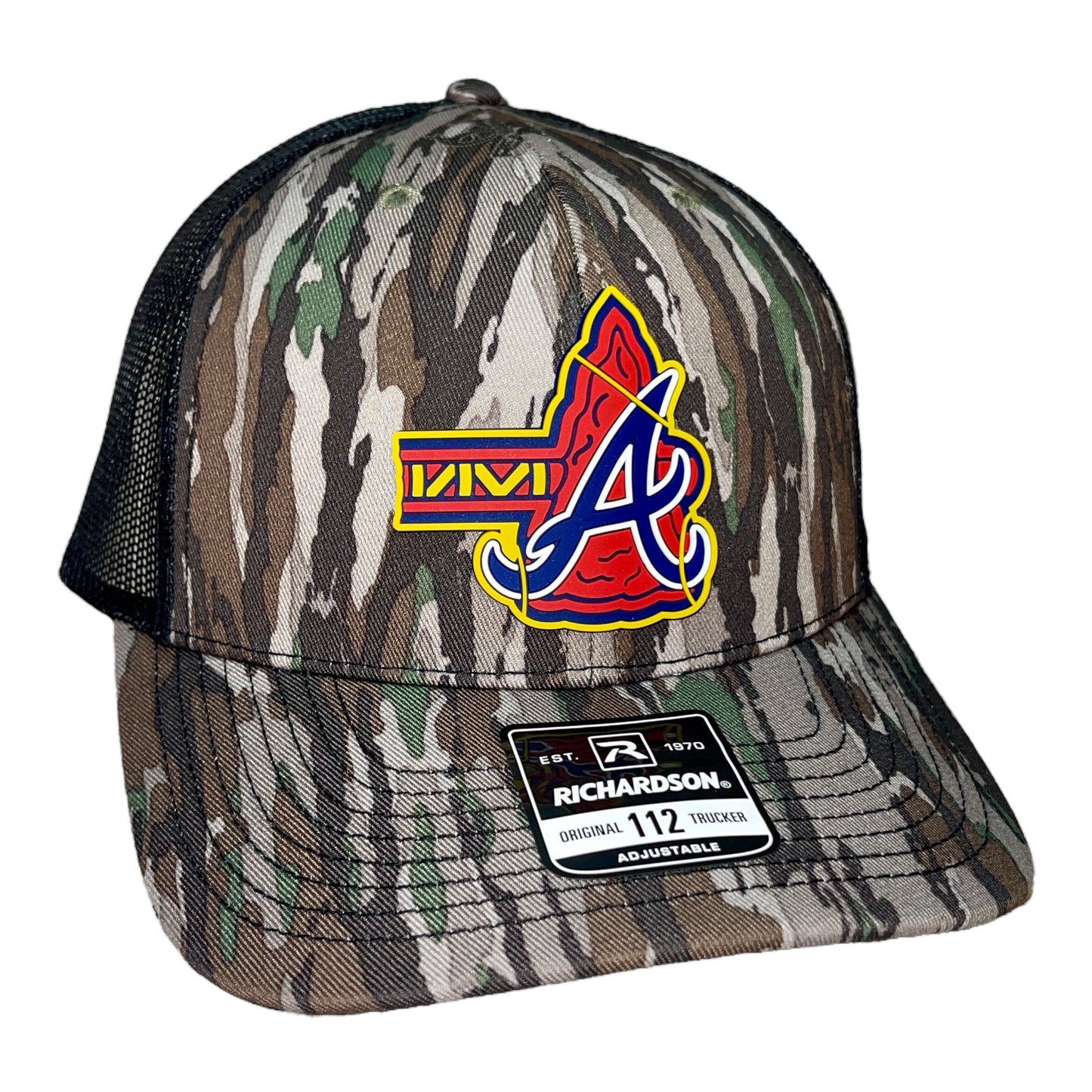 Atlanta Braves Tomahawk 3D Snapback Trucker Hat- Realtree Original/ Black