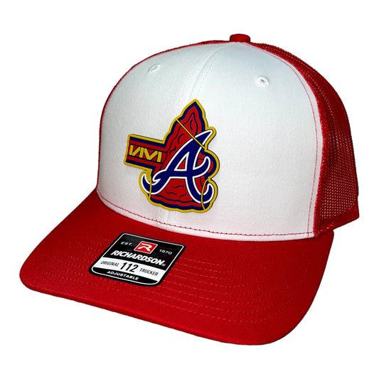 Atlanta Braves Tomahawk 3D Snapback Trucker Hat- White/ Red