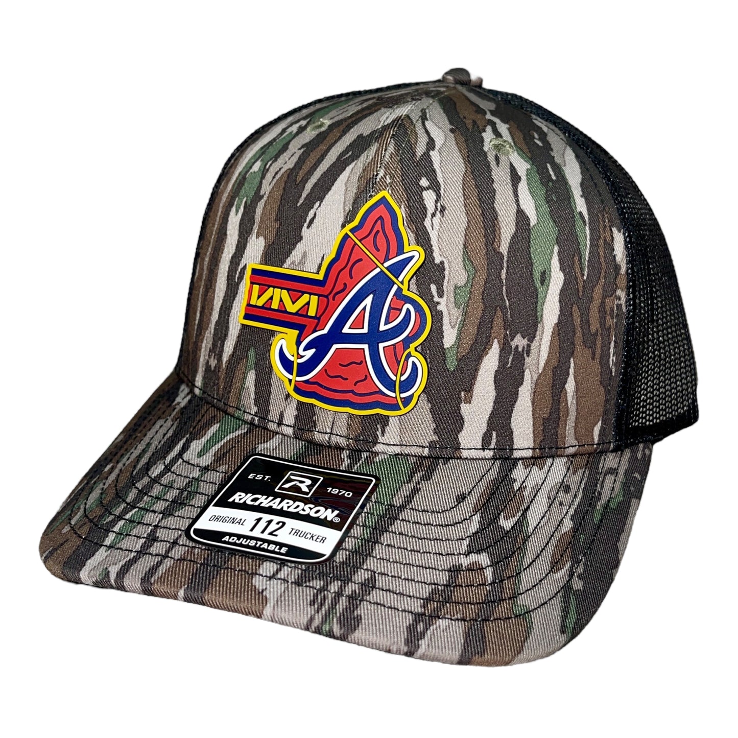 Atlanta Braves Tomahawk 3D Snapback Trucker Hat- Realtree Original/ Black