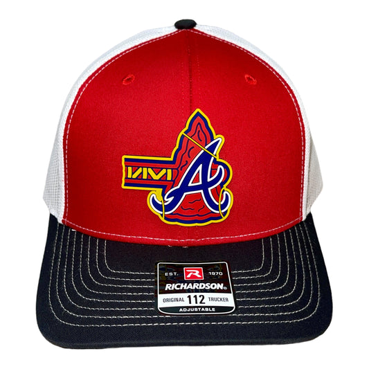 Atlanta Braves Tomahawk 3D Snapback Trucker Hat- Red/ White/ Black