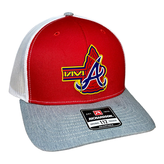 Atlanta Braves Tomahawk 3D Snapback Trucker Hat- Red/ White/ Heather Grey