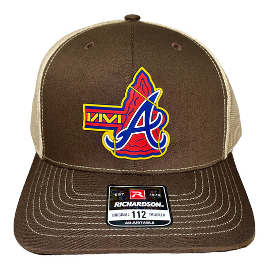 Atlanta Braves Tomahawk 3D Snapback Trucker Hat- Brown/ Tan