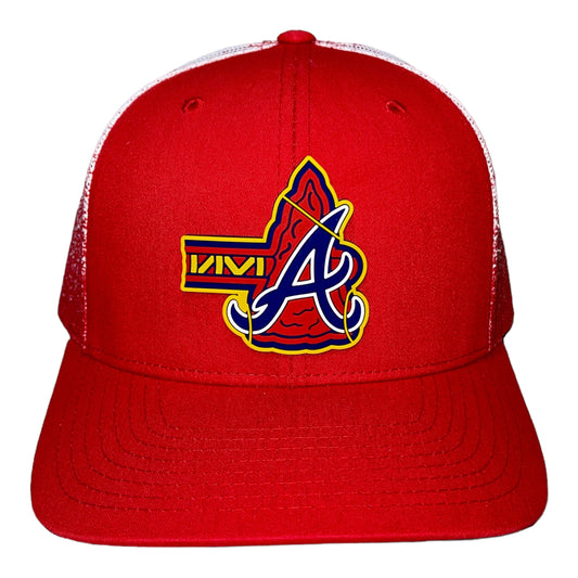 Atlanta Braves Tomahawk 3D Snapback Trucker Hat- Fade Red