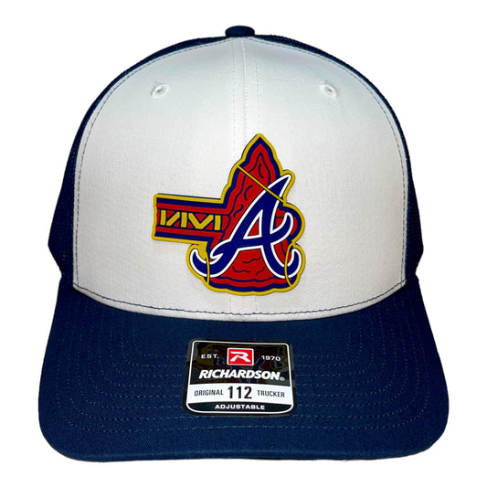 Atlanta Braves Tomahawk 3D Snapback Trucker Hat- White/ Navy