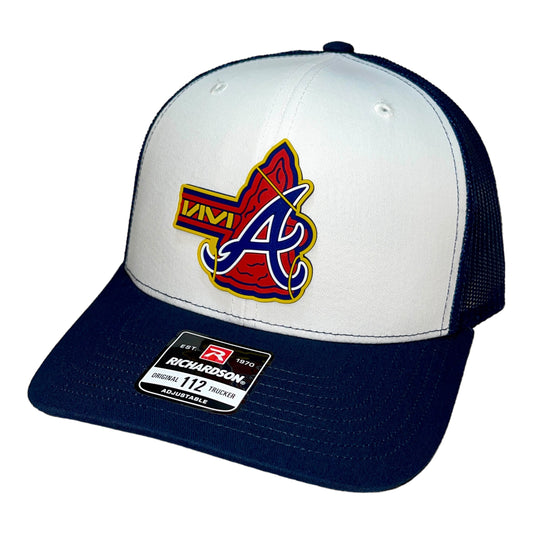 Atlanta Braves Tomahawk 3D Snapback Trucker Hat- White/ Navy