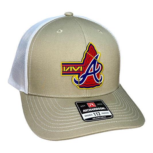 Atlanta Braves Tomahawk 3D Snapback Trucker Hat- Tan/ White