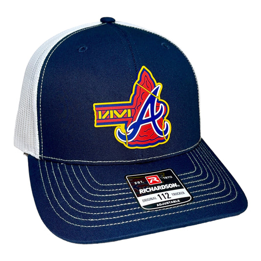 Atlanta Braves Tomahawk 3D Snapback Trucker Hat- Navy/ White