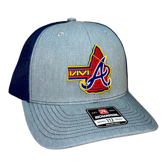 Atlanta Braves Tomahawk 3D Snapback Trucker Hat- Heather Grey/ Navy