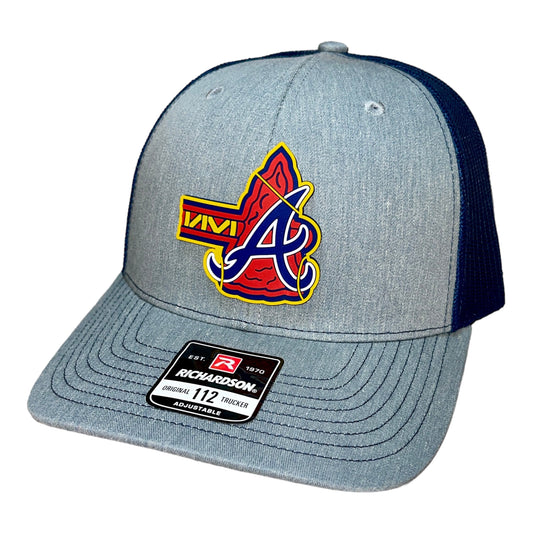 Atlanta Braves Tomahawk 3D Snapback Trucker Hat- Heather Grey/ Navy