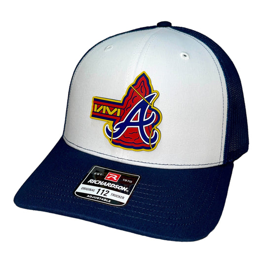 Atlanta Braves Tomahawk 3D Snapback Trucker Hat- White/ Navy