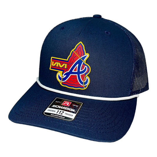 Atlanta Braves Tomahawk 3D Snapback Trucker Rope Hat- Navy/ White