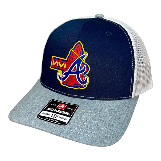 Atlanta Braves Tomahawk 3D Snapback Trucker Hat- Navy/ White/ Heather Grey