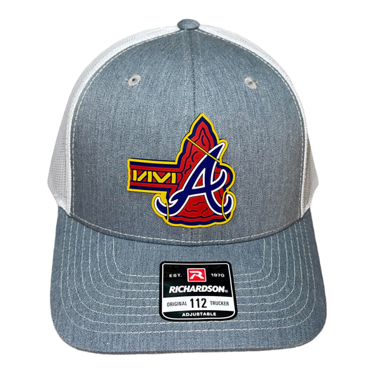 Atlanta Braves Tomahawk 3D Snapback Trucker Hat- Heather Grey/ White