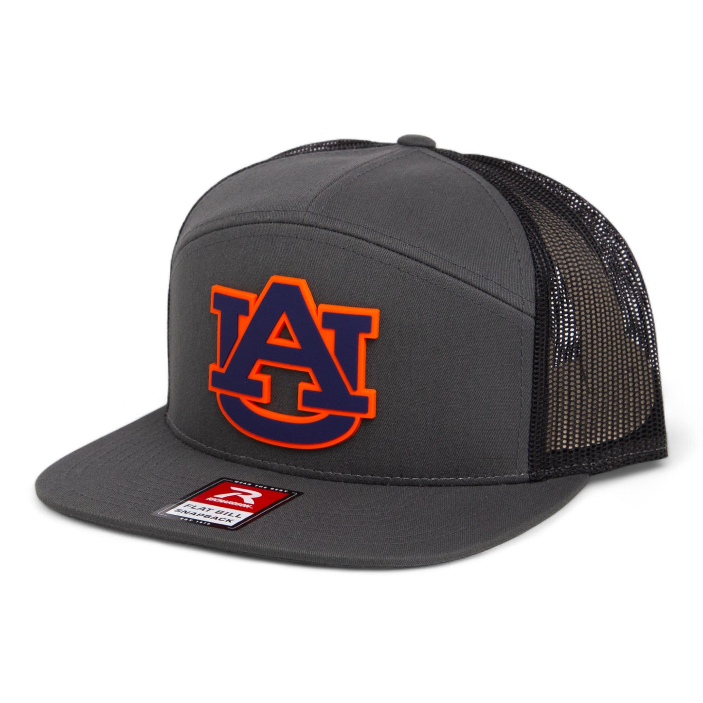 Auburn Tigers 3D Snapback Seven-Panel Flat Bill Trucker Hat- Charcoal/ Black