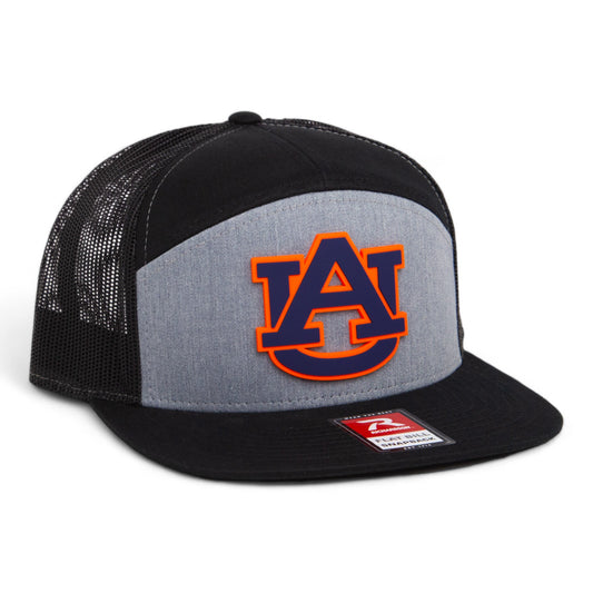 Auburn Tigers 3D Snapback Seven-Panel Flat Bill Trucker Hat- Heather Grey/ Black