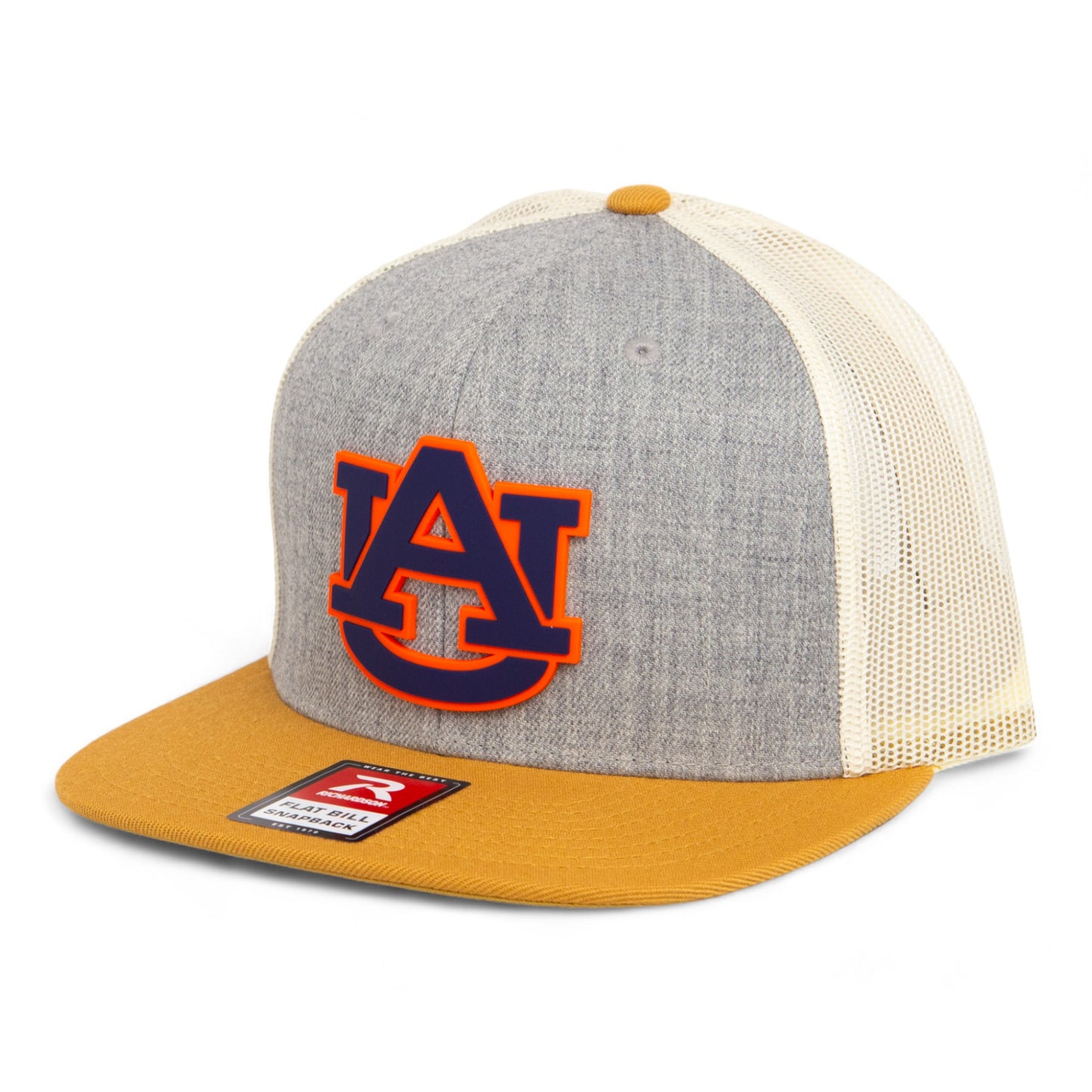 Auburn Tigers 3D Wool Blend Flat Bill Hat- Heather Grey/ Birch/ Biscuit